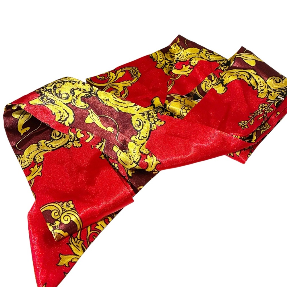 Baby Phat Red Gold Printed Neck Hair Scarf‎ Accessory